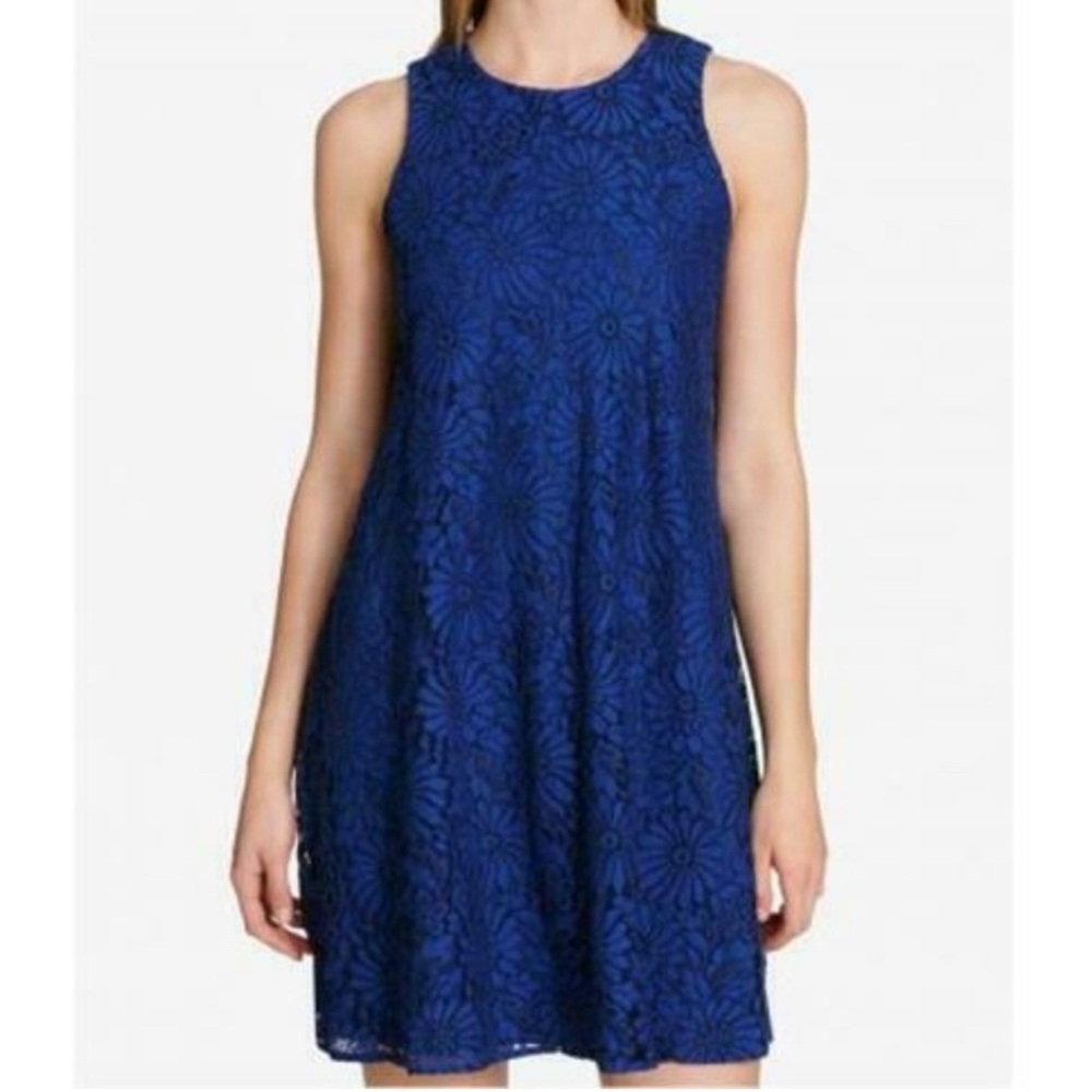 Tommy Hilfiger Women's Lace Shift Dress Blue Size 8